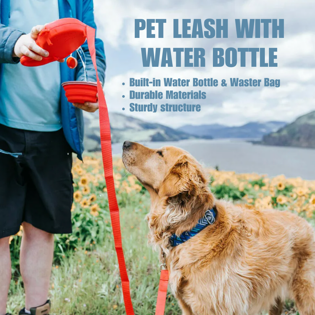 "Paws-on-the-Go" Pet Leash with Water Bottle